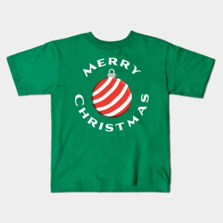 Merry Christmas Red and White Ornament Kids T-Shirt